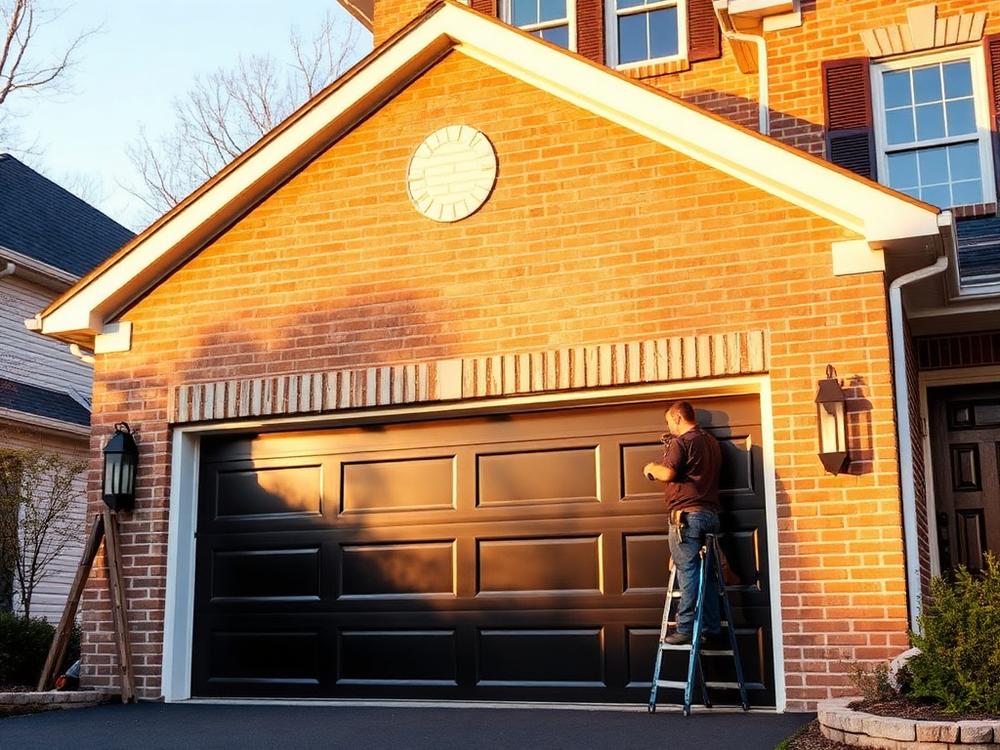 New garage door installation on a brick home in Montgomery County