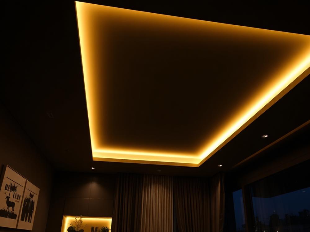 Recessed LED cove lighting installed in a modern ceiling